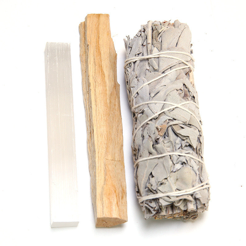 White Sage & Palo Santo & Raw Stone Cleansing Set