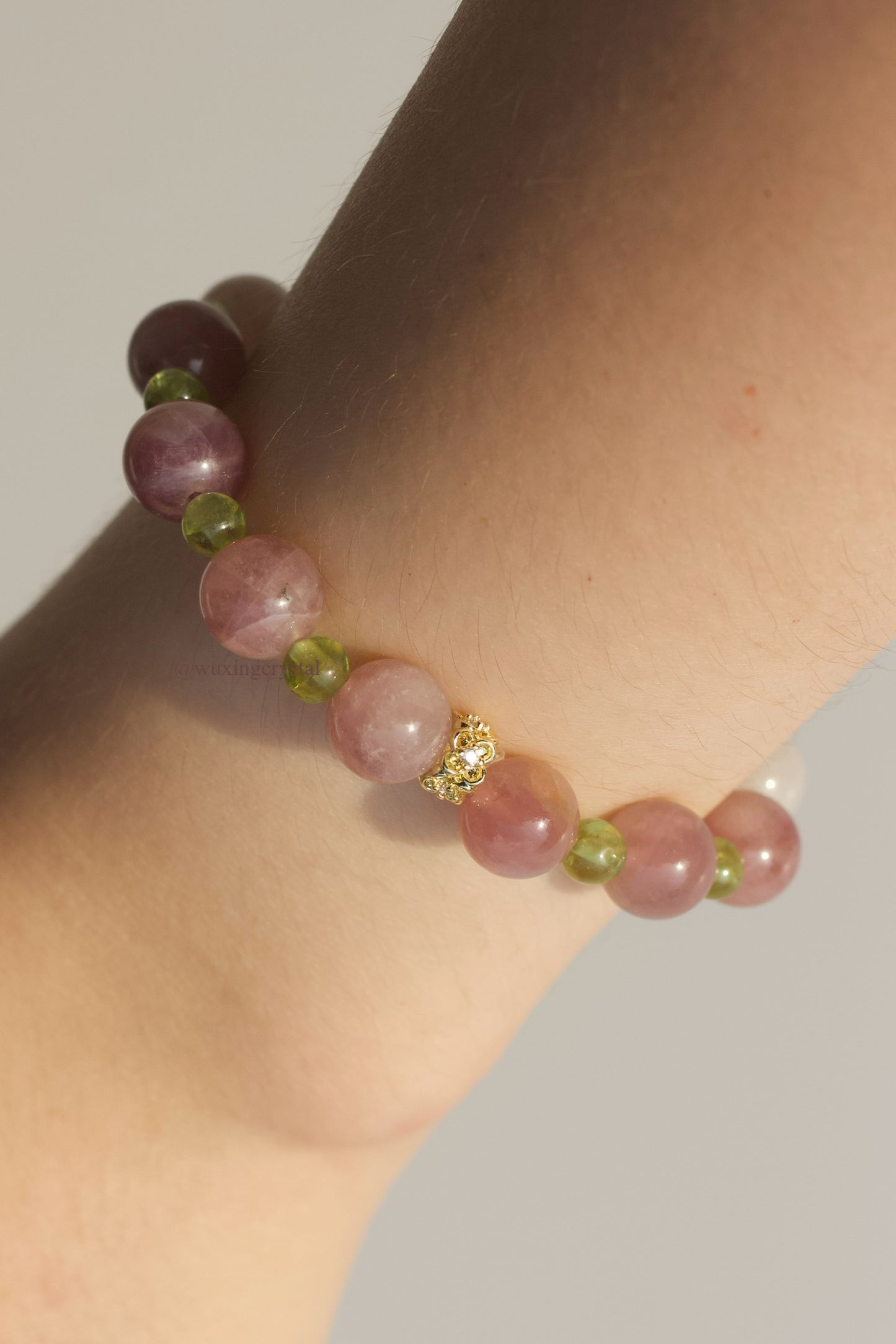 Harmony & Growth Bracelet - Madagasar Rose Quartz & Peridot for Emotional Balance - Special Design