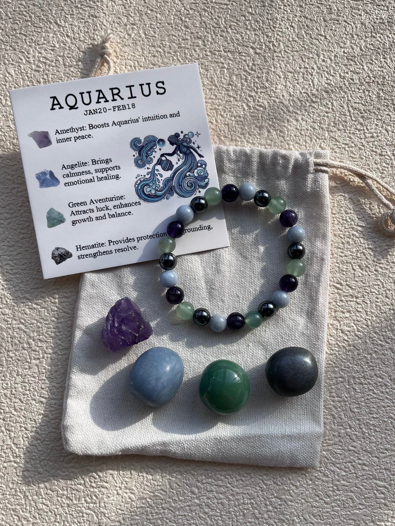 Zodiac Healing Stone Bracelet Set