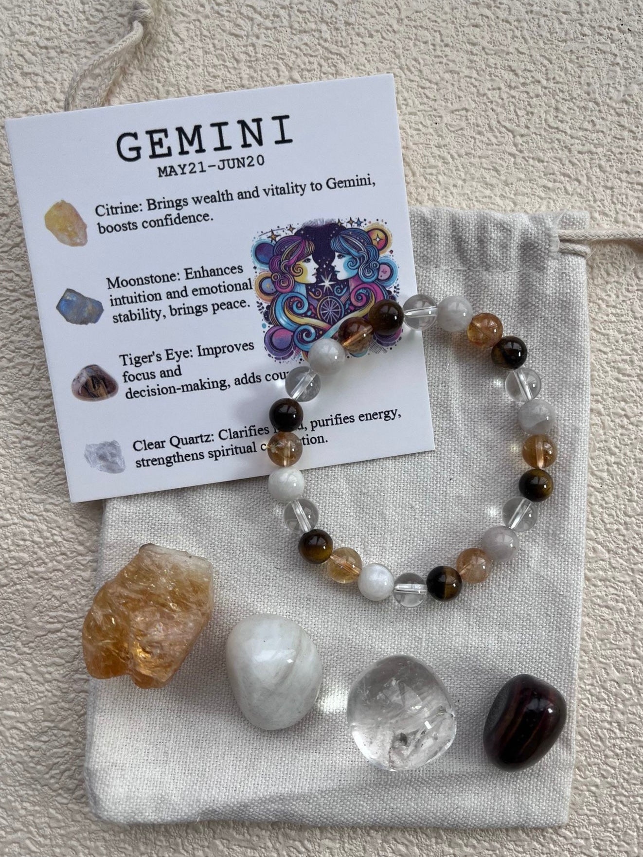 Zodiac Healing Stone Bracelet Set