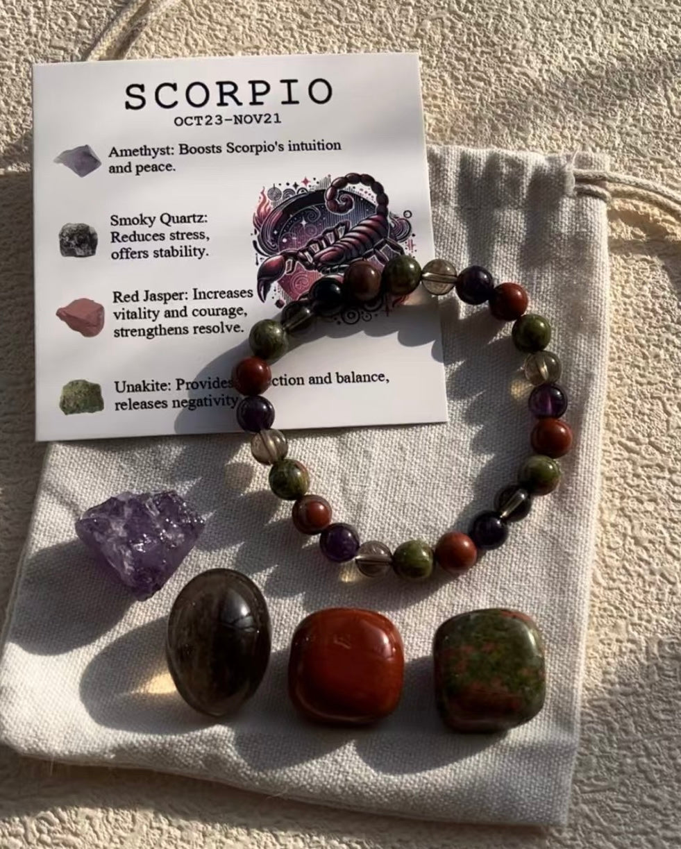 Zodiac Healing Stone Bracelet Set