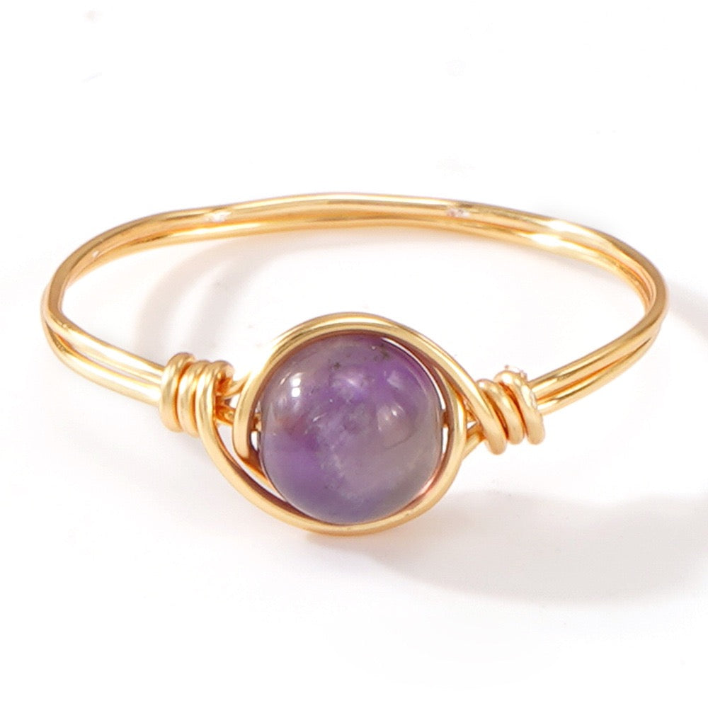 Hand-wound Natural Crystal Ring