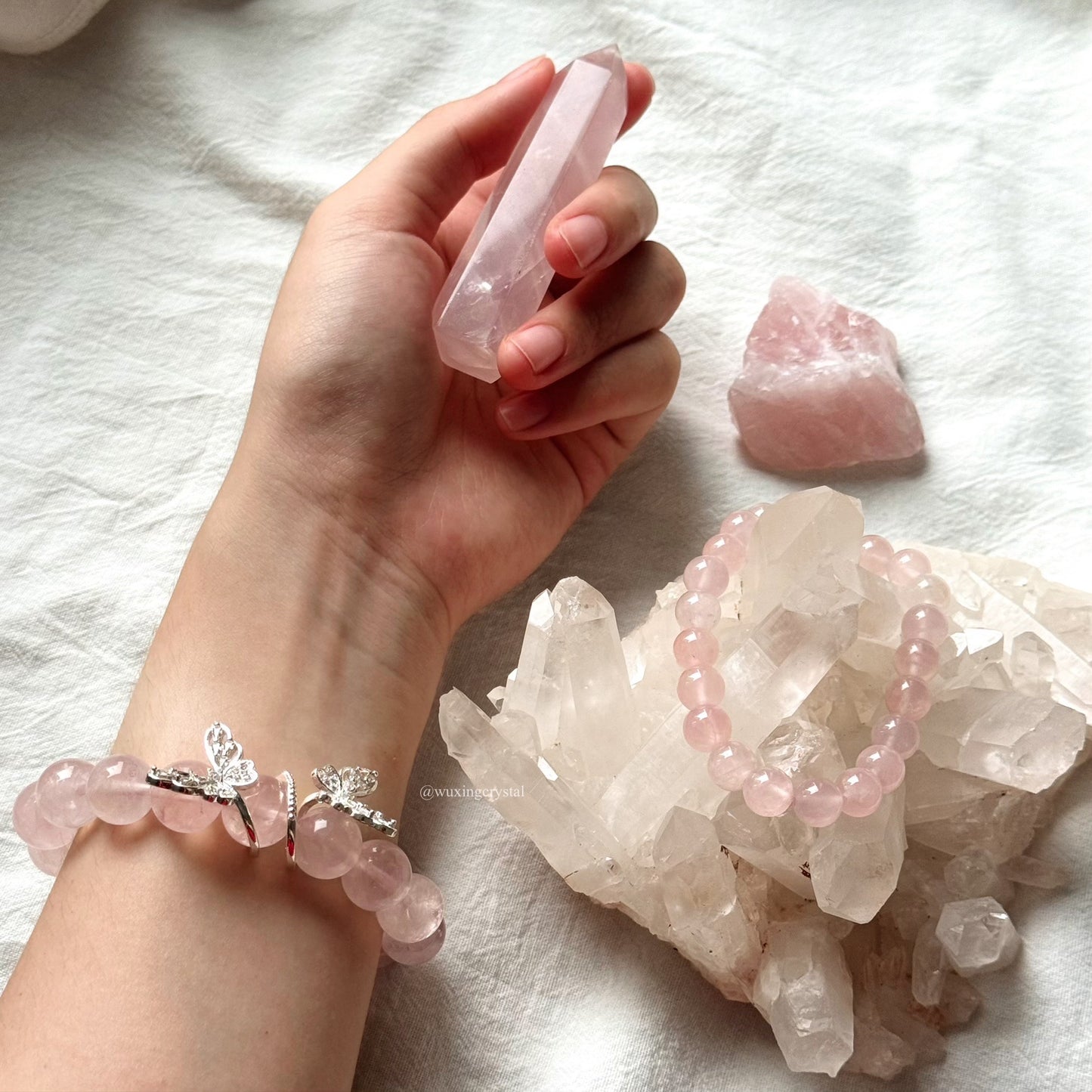 Butterfly Rose Quartz Bracelet