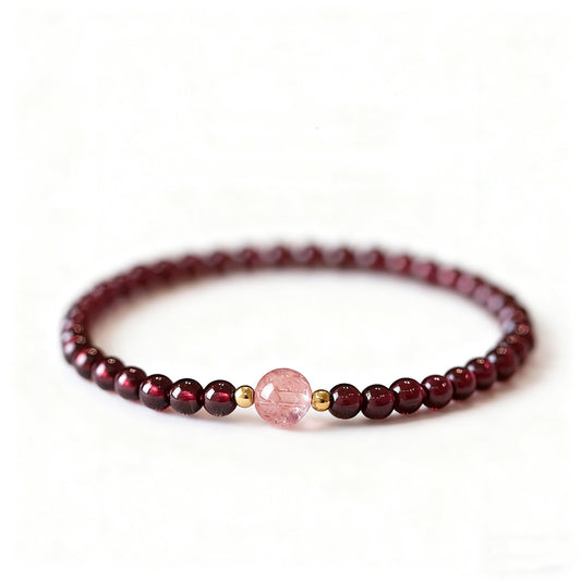 Garnet & Strawberry Quartz Bracelet