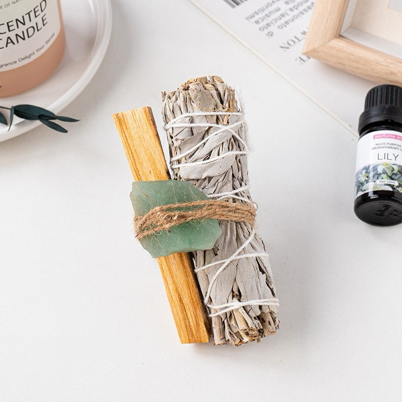 White Sage & Palo Santo & Raw Stone Cleansing Set