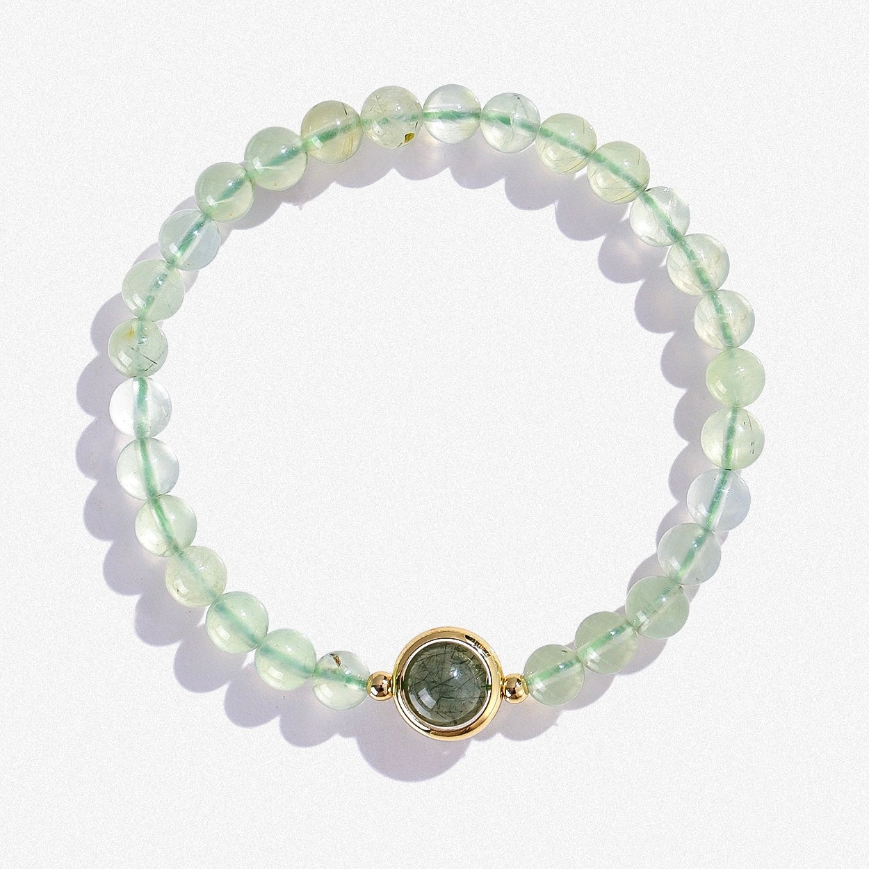Prehnite & Green Quartz Rutilated Bracelet