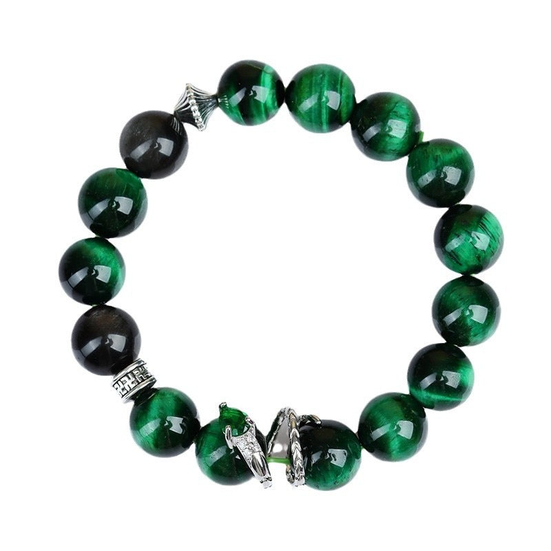 Malachite Bracelet with Silver Snake Design
