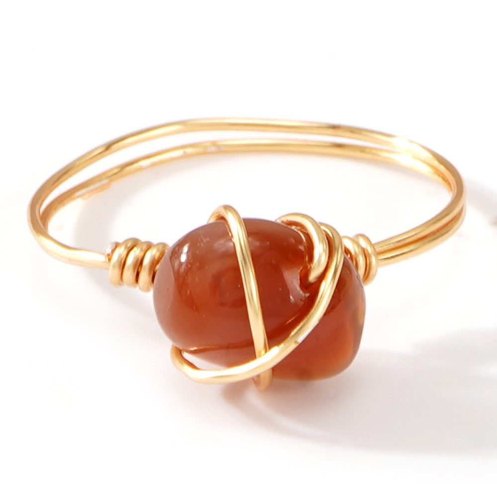 Hand-wound Natural Crystal Ring