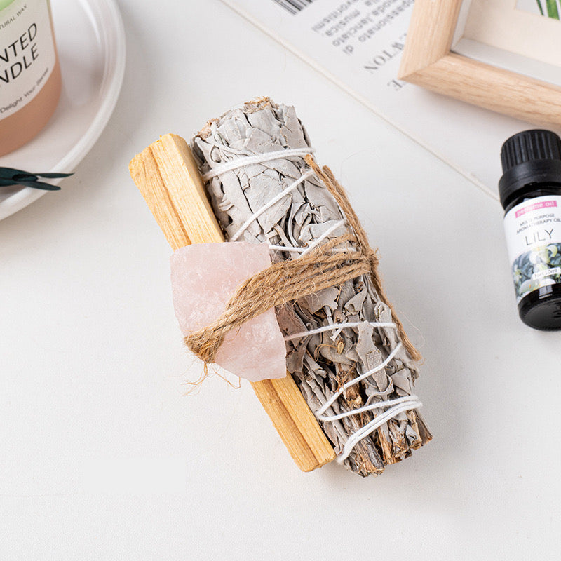 White Sage & Palo Santo & Raw Stone Cleansing Set