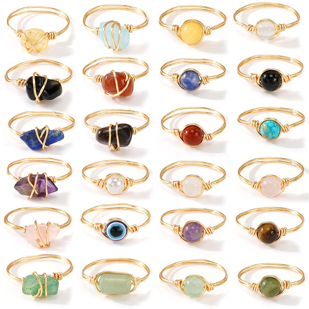 Hand-wound Natural Crystal Ring