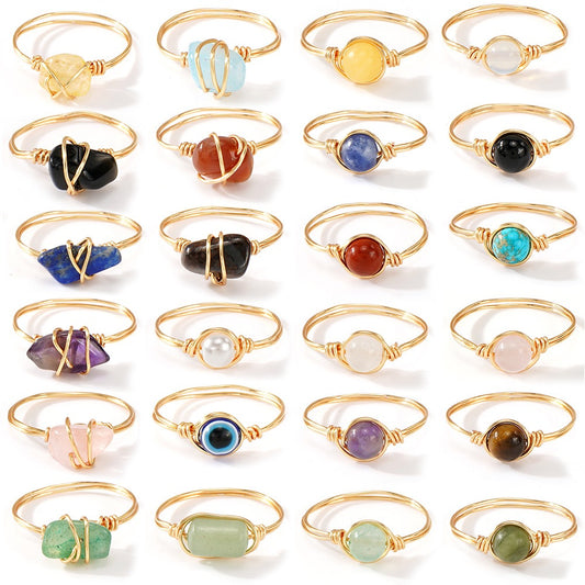 Hand-wound Natural Crystal Ring