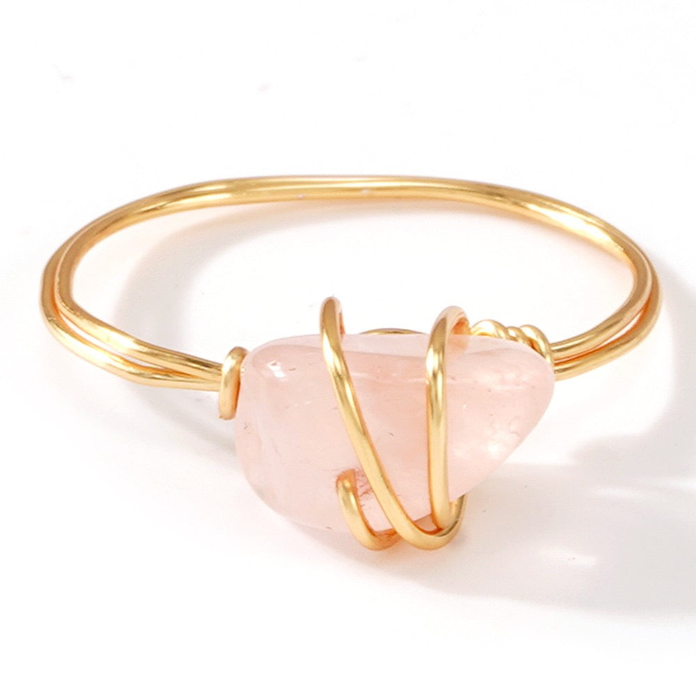 Hand-wound Natural Crystal Ring